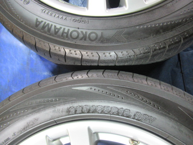 激安即決！日産純正 ENKEI 18-7.5J 5H/114.3 ET55 + YOKOHAMA 225/55R18 2021年製！中古4本！エルグランド等 T008173_画像8