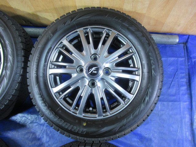 激安即決！Fang 13-4B 4H/100 ET45 ＋ 冬タイヤ VRX2 155/65R13 2022年製 中古4本 ワゴンR ラパン アルト セルボ パレット T008182_画像4