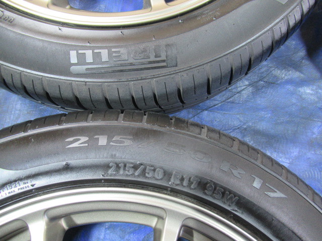 激安即決！CROSSSPEED 17-7J 5H/100 ET50 + 215/50R17 2021年 中古4本 ウィッシュ ヴォルツ インプレッサ エクシーガ レガシー B4 T008187の画像8