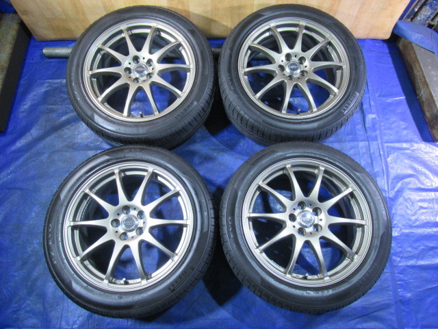 激安即決！CROSSSPEED 17-7J 5H/100 ET50 + 215/50R17 2021年 中古4本 ウィッシュ ヴォルツ インプレッサ エクシーガ レガシー B4 T008187の画像1