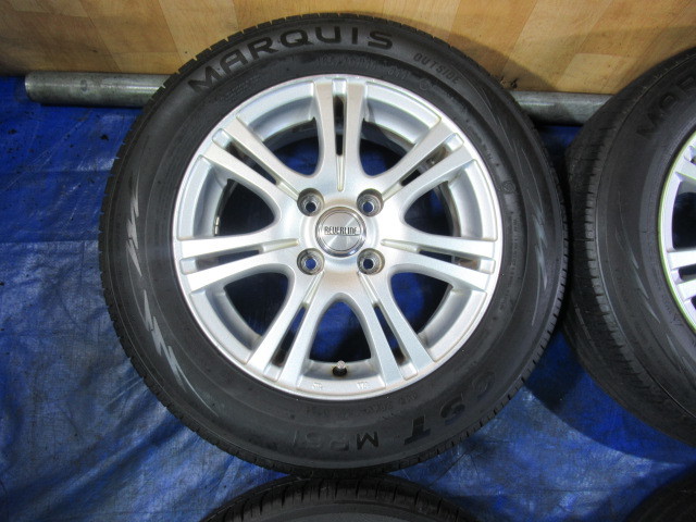 激安即決！REVERLINE 14-5.5J 4H/100 ET45 + MARQUIS 165/70R14 2021年製！中古4本 ヴィッツ アクア マーチ パッソ スイフト等！T008185の画像3