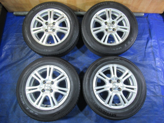 激安即決！REVERLINE 14-5.5J 4H/100 ET45 + MARQUIS 165/70R14 2021年製！中古4本 ヴィッツ アクア マーチ パッソ スイフト等！T008185の画像1