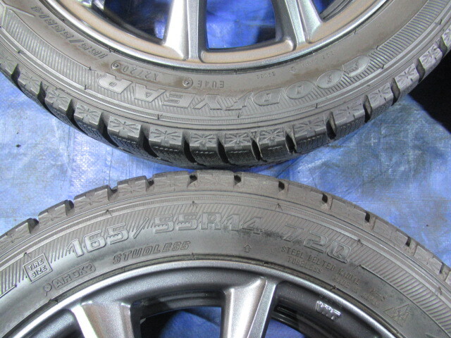 激安即決！ D.O.S 14-4.5J 4H/100 ET45 + スタッドレス GOOD YEAR 165/55R14 2020年製 ek ルークス ムーブ ワゴンR ミラ セルボ等！T008218_画像8