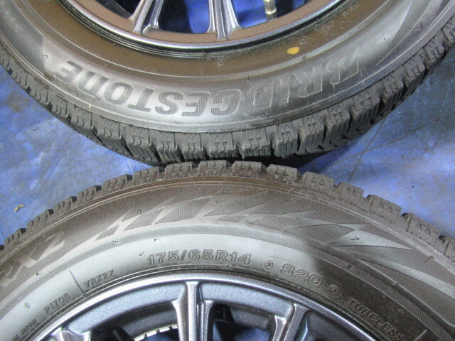 激安即決！美品 WAREN 14-5.5J 4H/100 ET45 + 冬タイヤ 175/65R14 2021年製！中古4本！コルト マーチ フィット キューブ！T008237の画像8