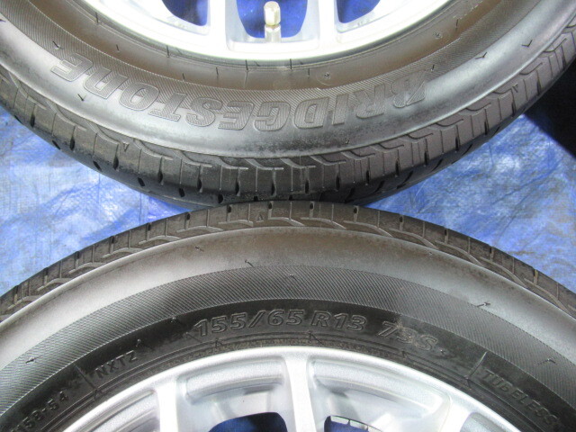 激安即決！美品 TOPRUN 13-4B 4H/100 ET45 ＋ BRIDGESTONE 155/65R13 2022年製 中古4本 ワゴンR ラパン アルト パレット T008279_画像8