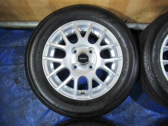 激安即決！美品 TOPRUN 13-4B 4H/100 ET45 ＋ BRIDGESTONE 155/65R13 2022年製 中古4本 ワゴンR ラパン アルト パレット T008279の画像3