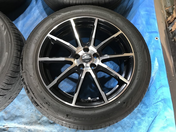 激安即決！タイヤ＋ホイール！SCHNEIDER 17-7J 5H/100 ET48 + 225/50Ｒ17 中古4本 フォレスター/レガシィB4/ツーリングワゴン等！HM000892の画像4