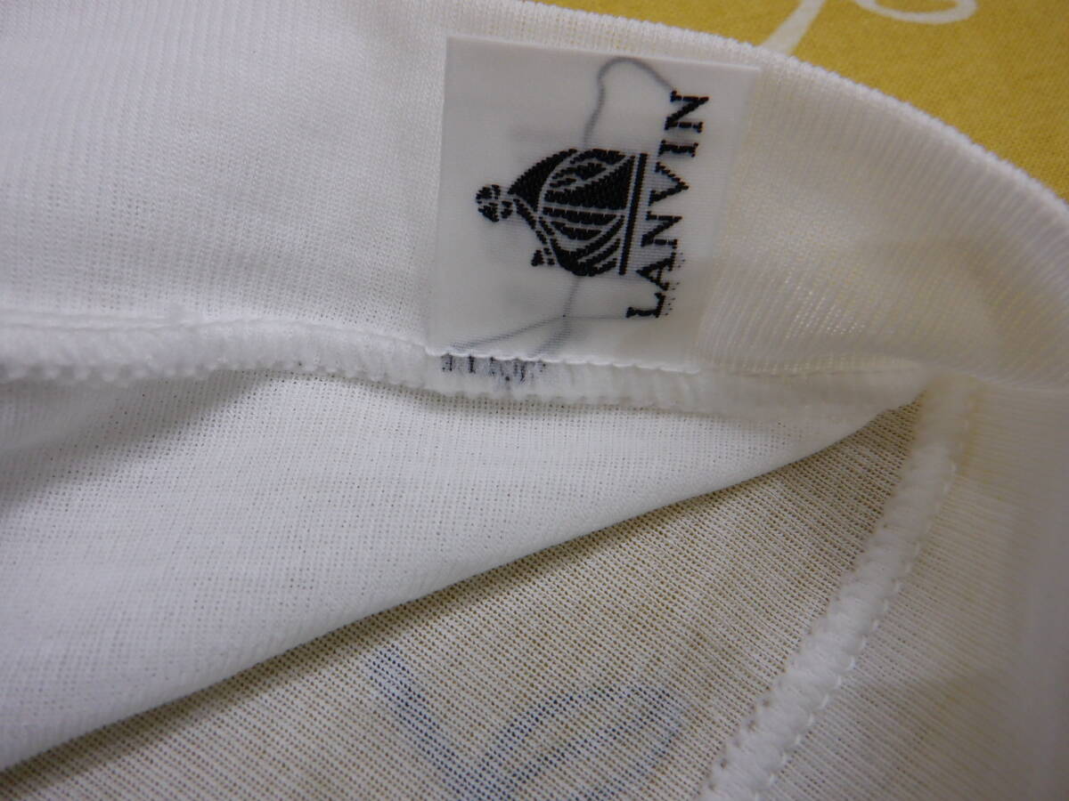 LANVIN ランバン メンズ U首Tシャツ【M】半袖 アンダーシャツ 肌着 ポイント刺繍入り 涼しさ麻タッチ 綿100% グンゼ_画像7