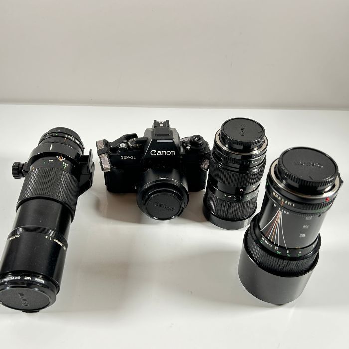 1円 〜 美品　キャノン　Canon　NEW F-1 AEファインダー　MACRO FD 200mm F4 FD 70-210mm F4　FD 35-70mm F2.8-3.5　FD 50mm F1.4