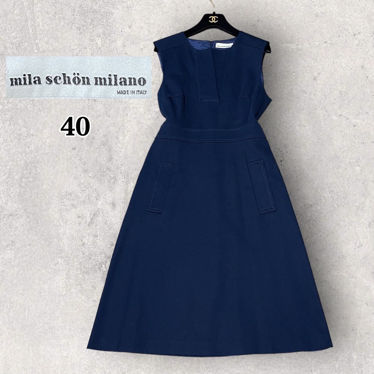 ミラショーンミラノ mila schon ワンピース ネイビー イタリア製 サイズ40 ネイビー 紺