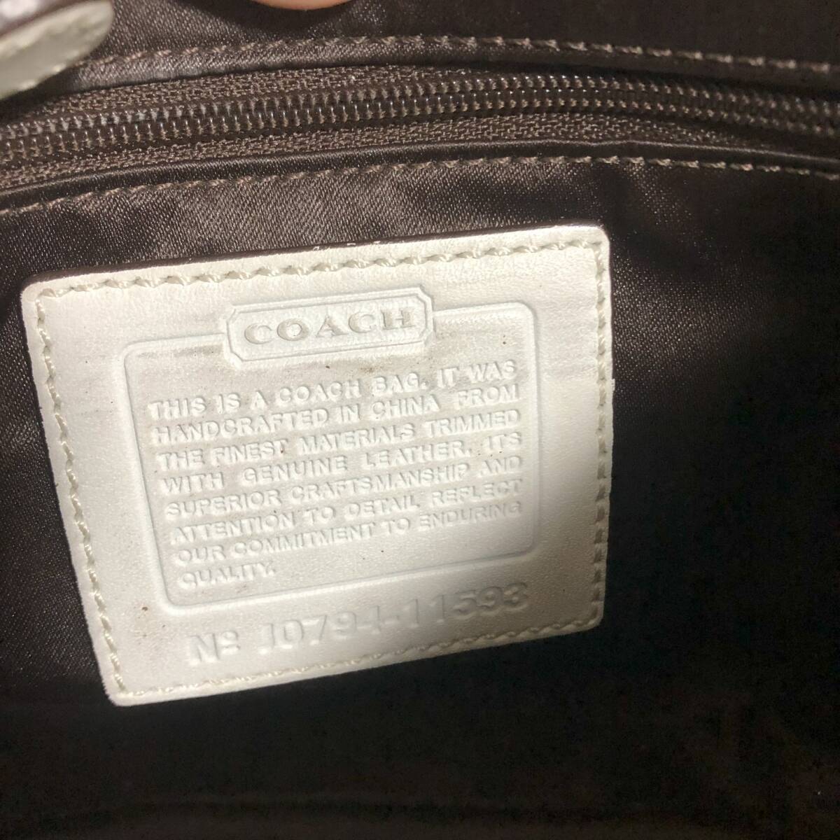 No104 COACH コーチ 11593 シグネチャー ジェニー 本革 レザー キャンバス 斜め掛けショルダー バッグ ポシェットの画像10