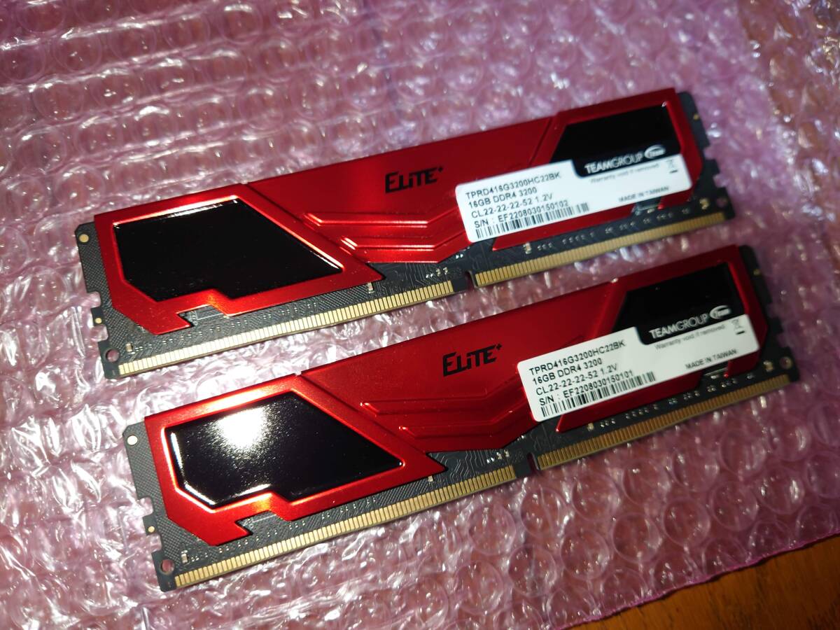 Team DDR4 3200Mhz PC4-25600 16GB×2 32GB デスクトップ用メモリ Elite Plus シリーズの画像1