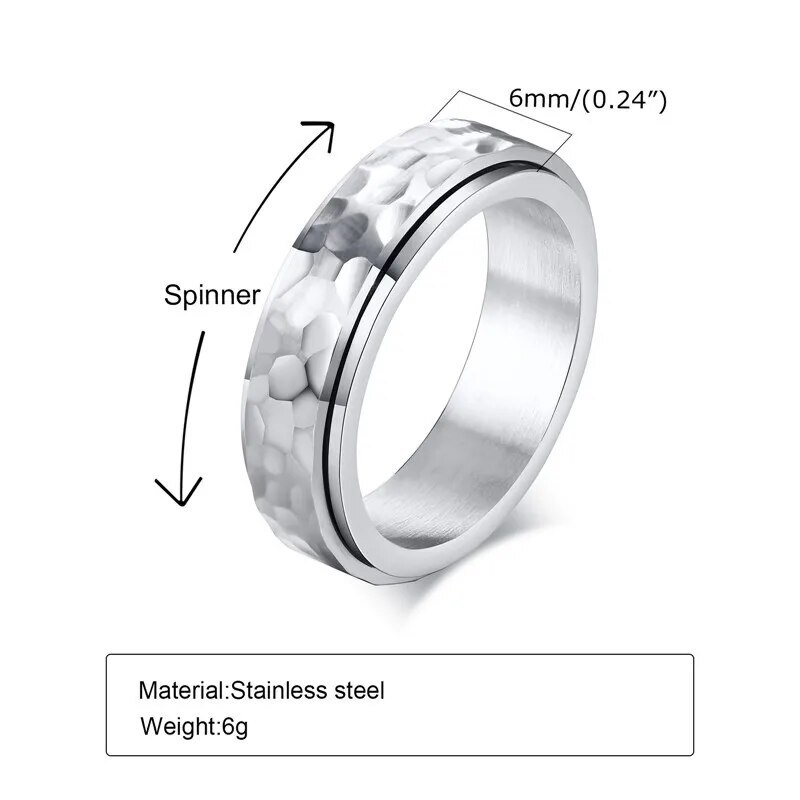 【21号】メンズ 指輪 リング シルバー ステンレス鋼 回転 フィジェットリング おしゃれ シンプル 