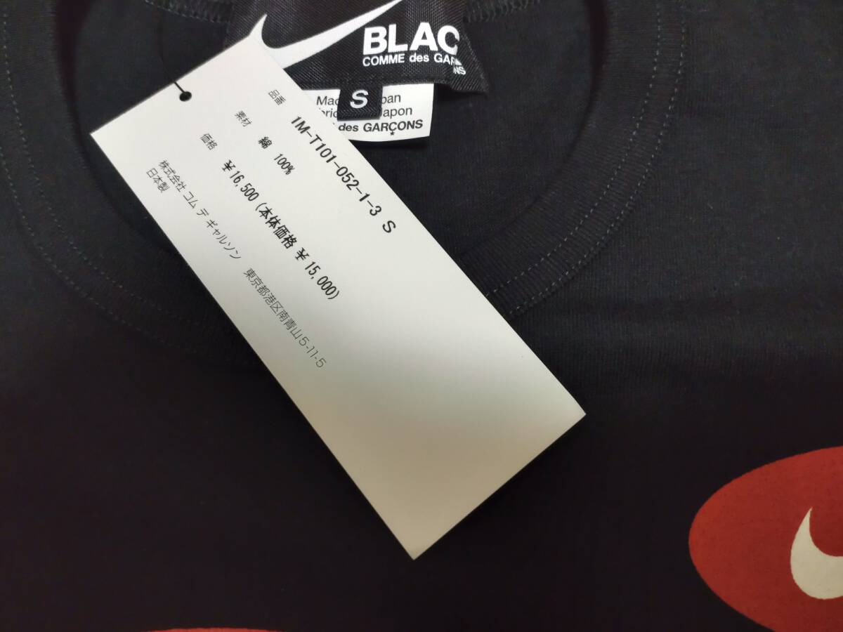 新品 2024SS ブラックコムデギャルソン×ナイキ BLACK COMME desGARCONS×NIKE ナイキプリントオーバーサイズ半袖Tシャツ(黒 S)の画像7