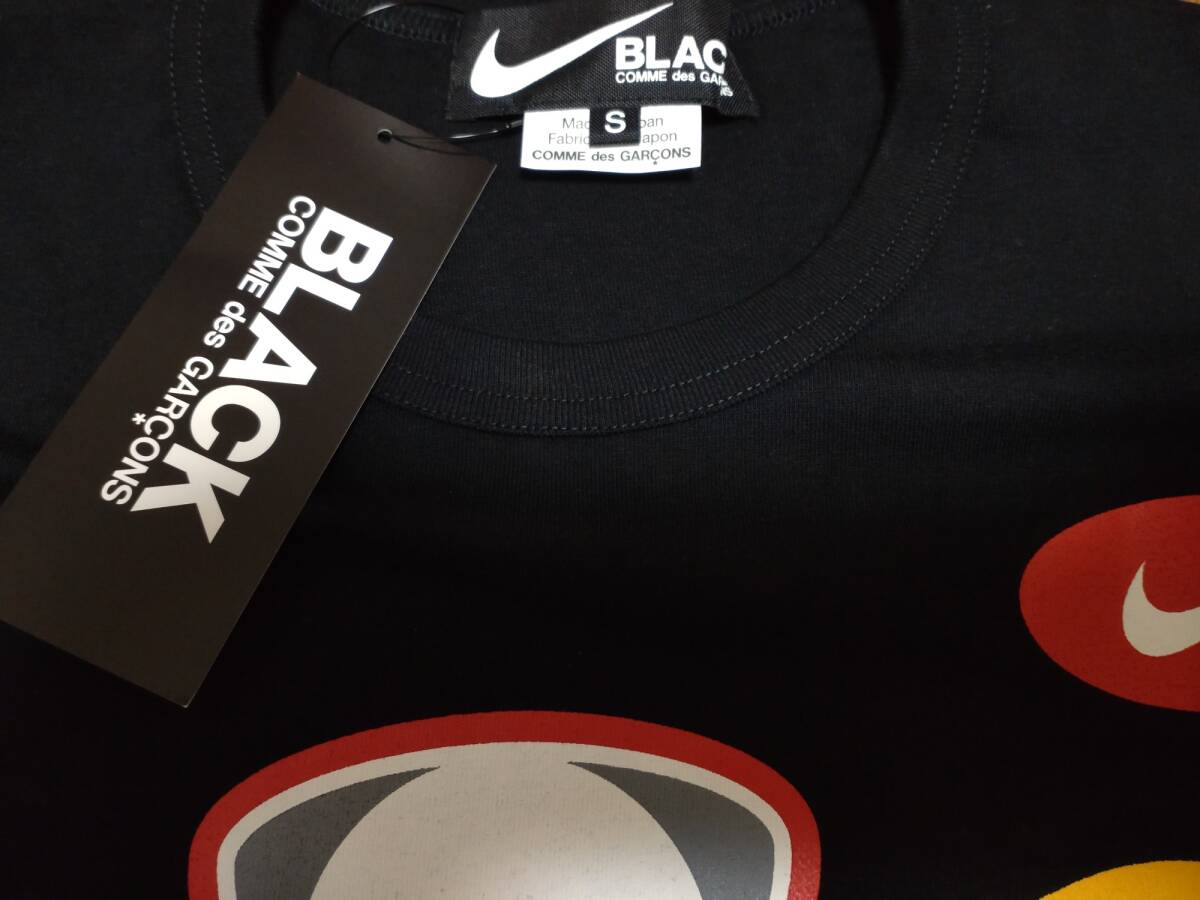 新品 2024SS ブラックコムデギャルソン×ナイキ BLACK COMME desGARCONS×NIKE ナイキプリントオーバーサイズ半袖Tシャツ(黒 S)の画像6