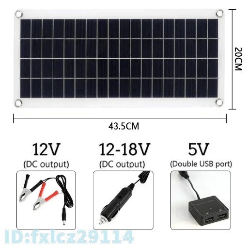 Kt2290: ソーラーパネル 100W 10A 12V 5V USB コントローラ 充電器 太陽光 withcontroller 防水 電池 ポリ 車 ヨット RV バッテリー 新品_画像3