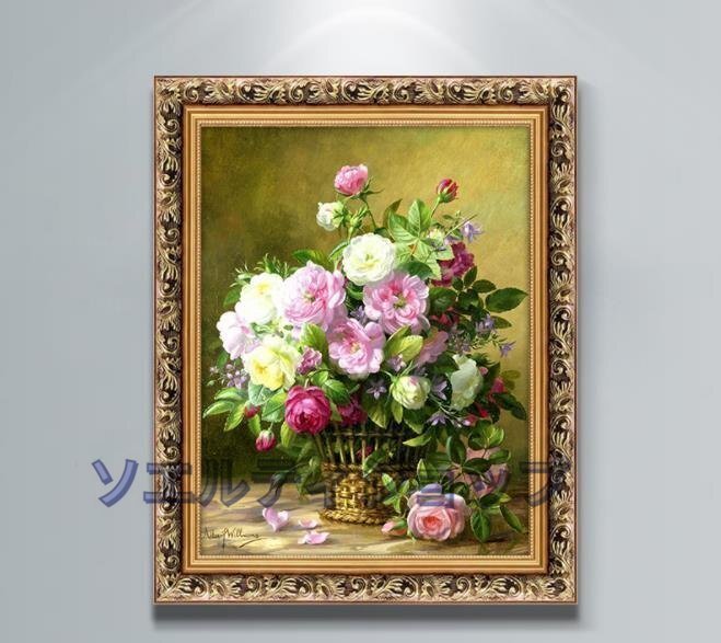 美品★油彩 静物画　廊下壁画　 　　薔薇 ローズ　応接間掛画 玄関飾り 　装飾画_画像1