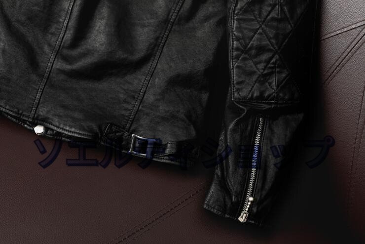 ライダースジャケット シングルライダース バイクレザー シープスキン 本革 革ジャン 羊革 レザージャケット メンズファッション S～5XL_画像9