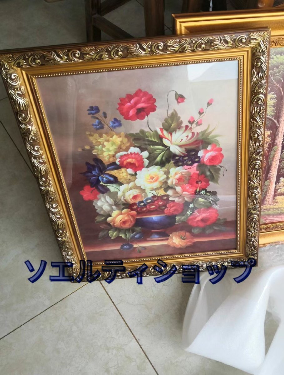 美品登場☆油彩 静物画　廊下壁画　薔薇 ローズ　応接間掛画 玄関飾り 装飾画_画像3