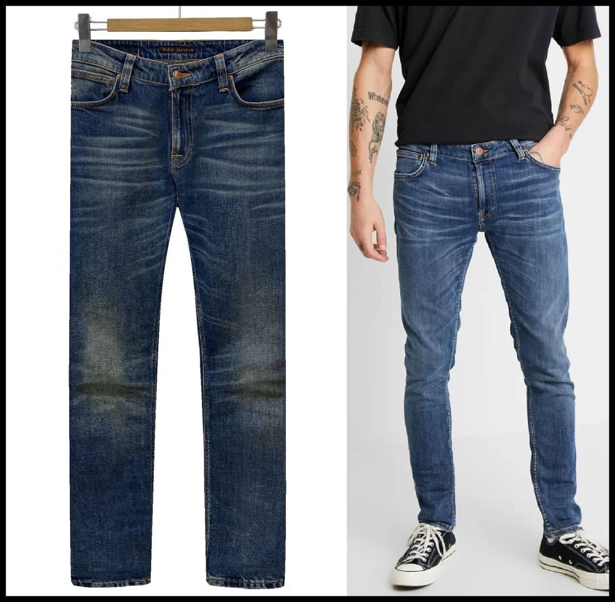 Nudie Jeans ヌーディージーンズ Skinny Lin Cold Blues USED ウォッシュ ヴィンテージ 加工 ストレッチ スリム スキニー デニム パンツ 28_画像1