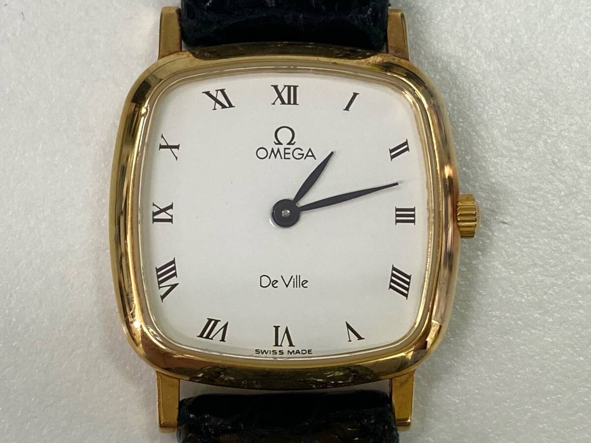 【現状不稼働 電池交換しての動作未確認】OMEGA De Ville オメガ デビル K18 750 レディース腕時計 ホワイト文字盤【総重量：約18.6g】の画像2