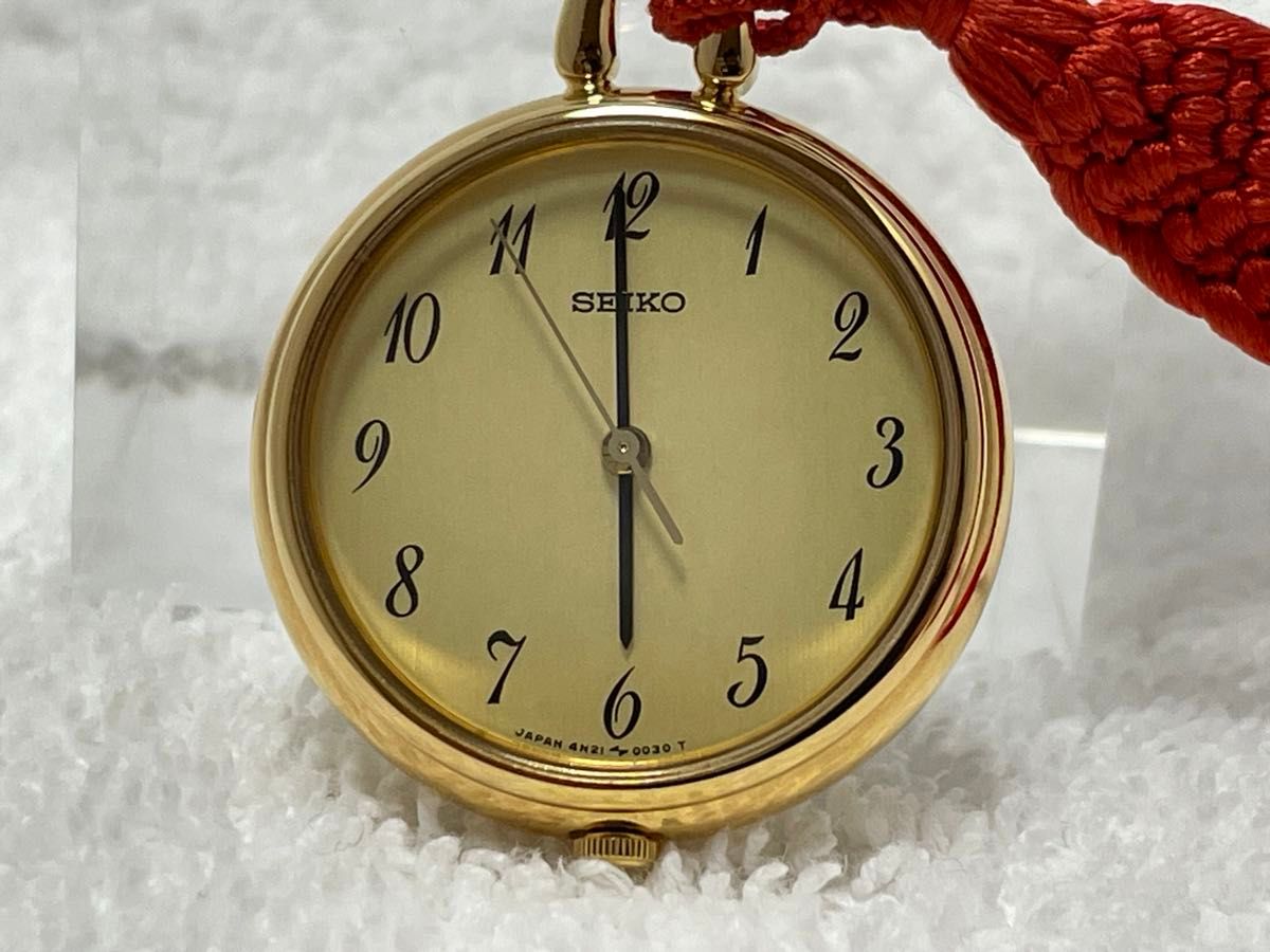 美品】SEIKO セイコー 懐中時計 QZ【4N21-0022】文字盤 ゴールド 美品】SEIKO セイコー 懐中時計 QZ【4N21-0022】文字盤 ゴールド