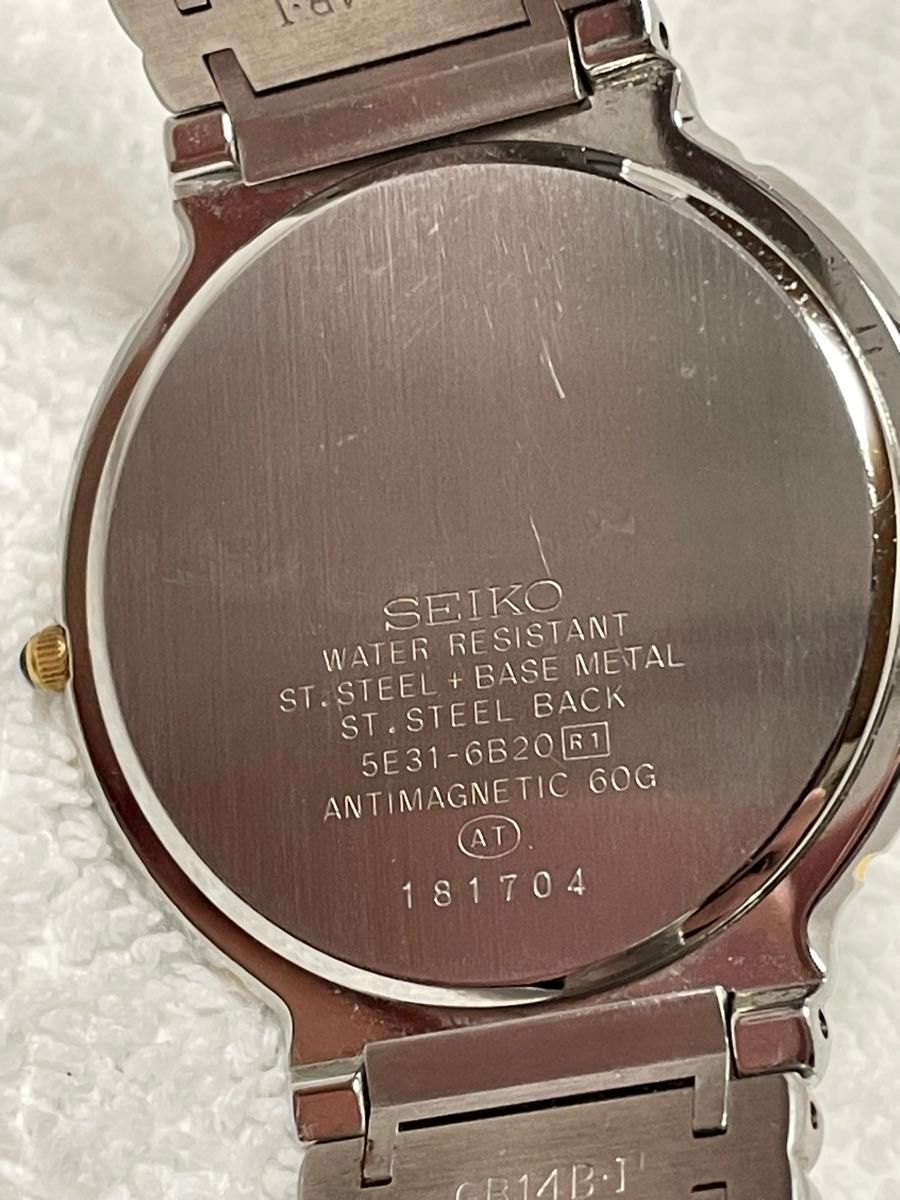 【美品】SEIKO セイコー ドルチェ ホワイトシェル QZ【5E31-6B20】文字盤:ホワイト【動作状況:良好】メンズモデル