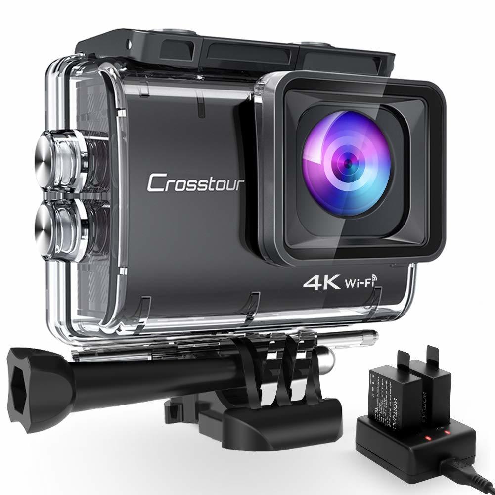 【超美品・CT9500】4K/50FPS Crosstourアクションカメラ 4K 20MP解像度 Wi-Fi 40M防水 水中カメラ 手ブレ補正 タイムラプス&ループ録画