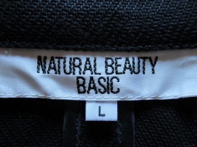 ee0602美品～良品★ナチュラル ビューティー ベーシック NATURAL BEAUTY BASIC★コットン綿混 7分袖 ジャケット 濃紺ネイビー L_画像5