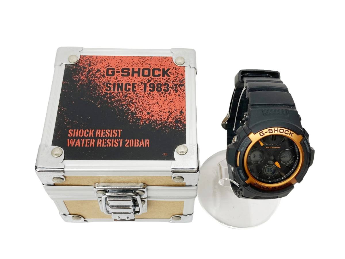 CASIO (カシオ) G-SHOCK Gショック デジアナ腕時計 電波ソーラー ファイヤーパッケージ AWG-M100SF ブラック×オレンジ メンズ/028_画像8