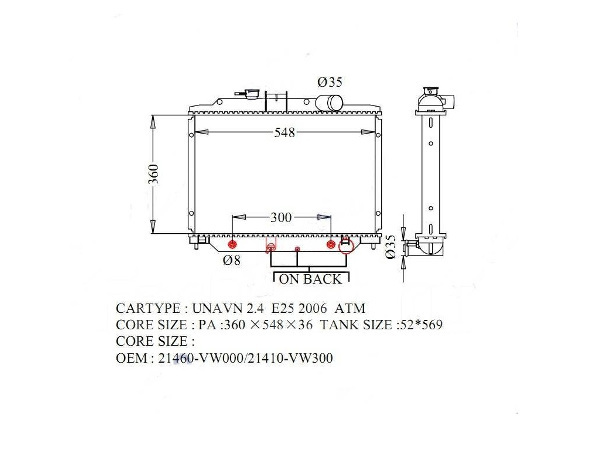  Nissan radiator E25 series Caravan QE25 QGE25 VPE25 CQGE25 DQGE25 KA24DE AT for radiator 21460-VW000