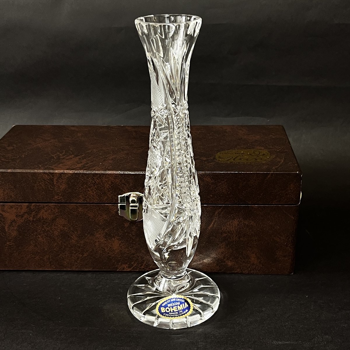◆ ボヘミアグラス BOHEMIA GLASS クリスタル 切子 カットグラス 花器 花瓶 ◆の画像1
