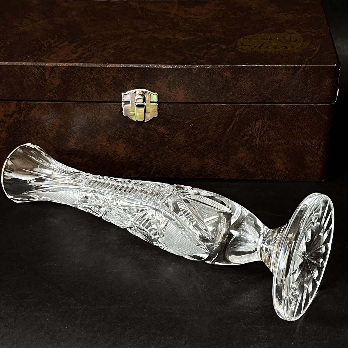 ◆ ボヘミアグラス BOHEMIA GLASS クリスタル 切子 カットグラス 花器 花瓶 ◆の画像2