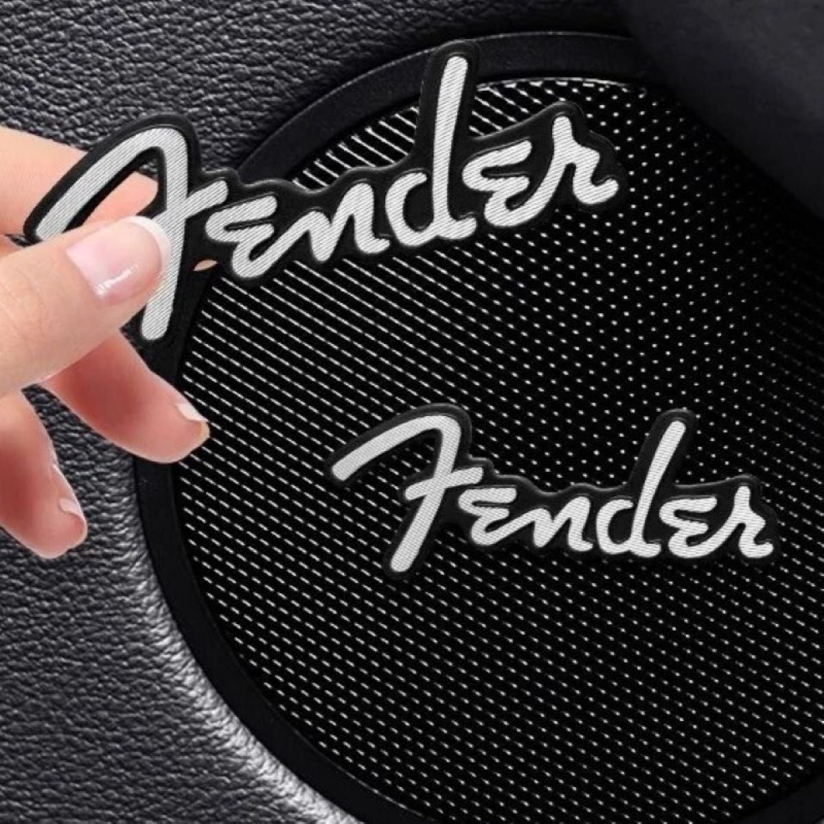Fender フェンダー アルミ エンブレム プレート シルバー/ブラック g