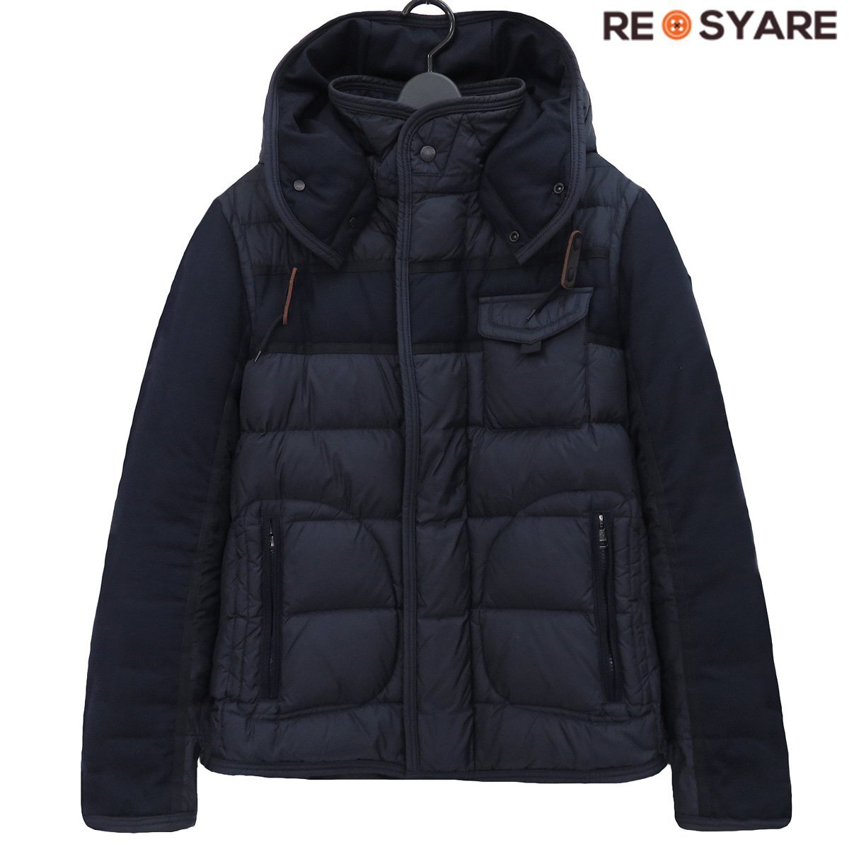 Moncler Ryan Ryan Logo Wappen различные материалы микс с обратным блоком дизайн zip -up ездка 46338