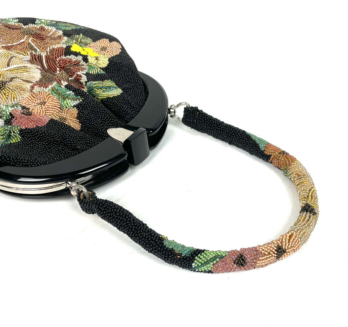 ○ビーズバッグ 手刺繍 がま口 バッグ 花柄 フラワー 和装バッグ ○ビーズバッグ 手刺繍 がま口 バッグ 花柄 フラワー 和装バッグ