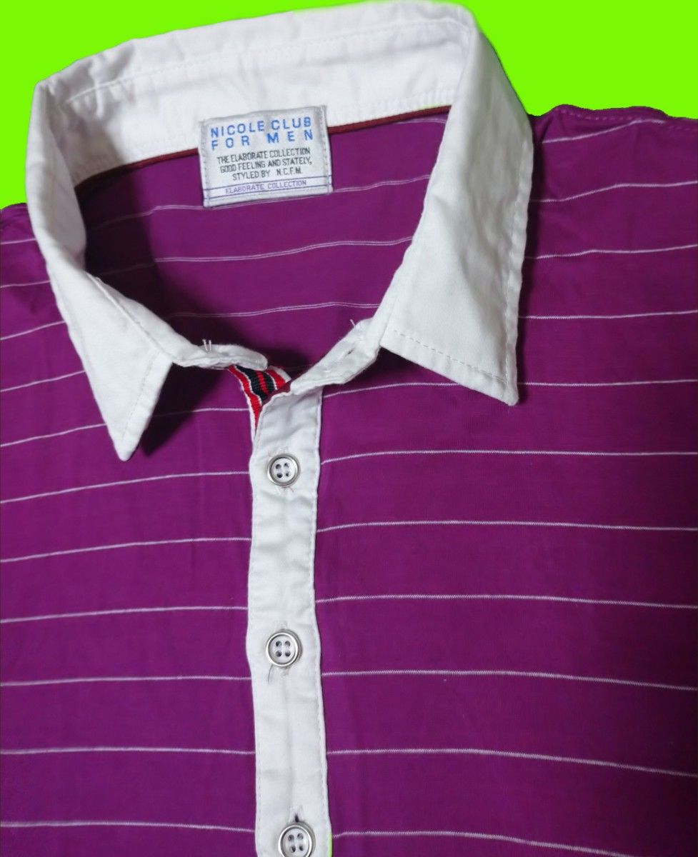 ■NICOLE CLUB FOR MEN ニコルクラブフォーメン■ ポロシャツ サイズ46M 紫 パープル
