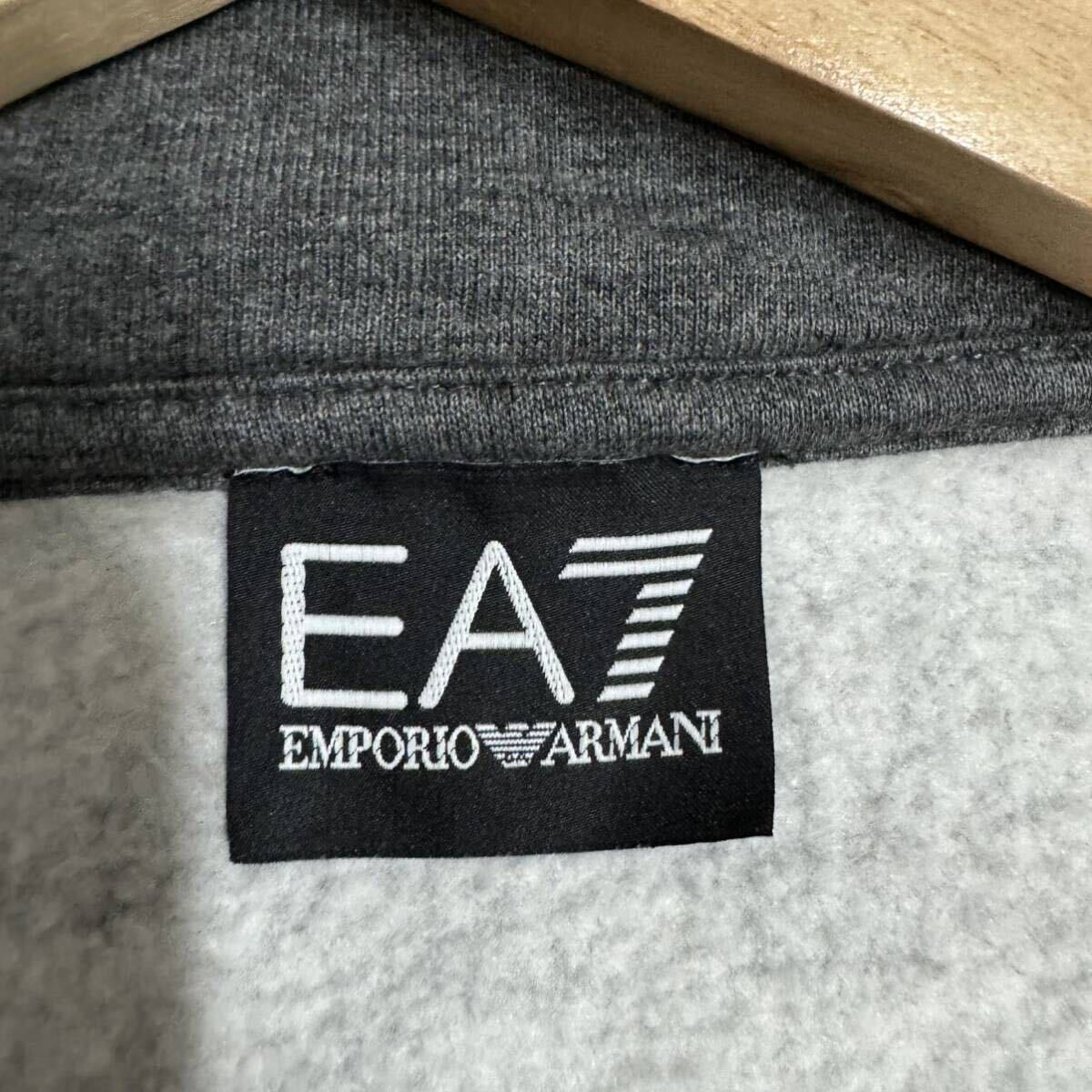 美品!!XL相当!!エンポリオ アルマーニ EMPORIO ARMANI EA7 ロゴ 総柄 ライン セットアップ ジャージ スウェット パーカー メンズ グレー _画像6