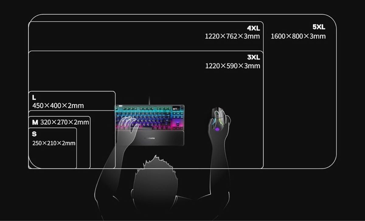 SteelSeries ゲーミングマウスパッド 大型 ノンスリップラバーベース ブラック 45cm×40cm×0.2cm QcK 