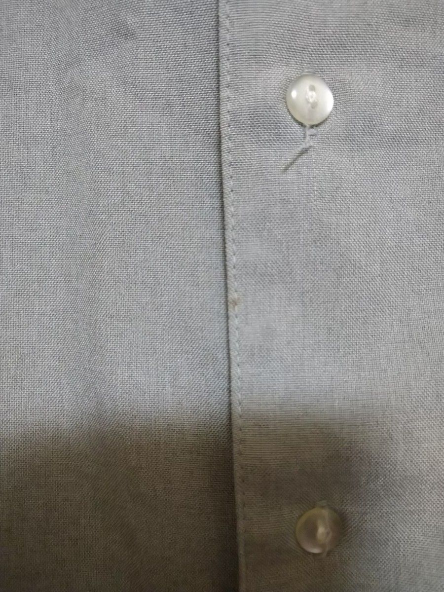M0318 開襟シャツ　アロハシャツ　半袖シャツ　グレー無地　XL　シンプル