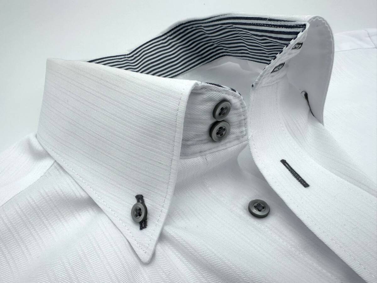 renoma　レノマ　ボタンダウン　長袖　ワイシャツ　形状安定　ホワイト　白　サイズ　M-80　クリーニング済　 23_画像4