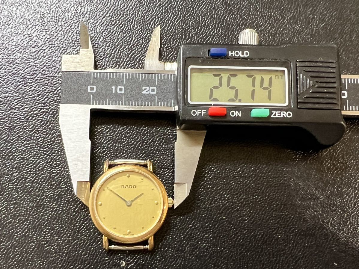 ◆【RADO】ラドー腕時計 レディース 本体 ゴールド文字盤 QZ クォーツ 204.3591.2 稼働品 ケースのみ ◆_画像4