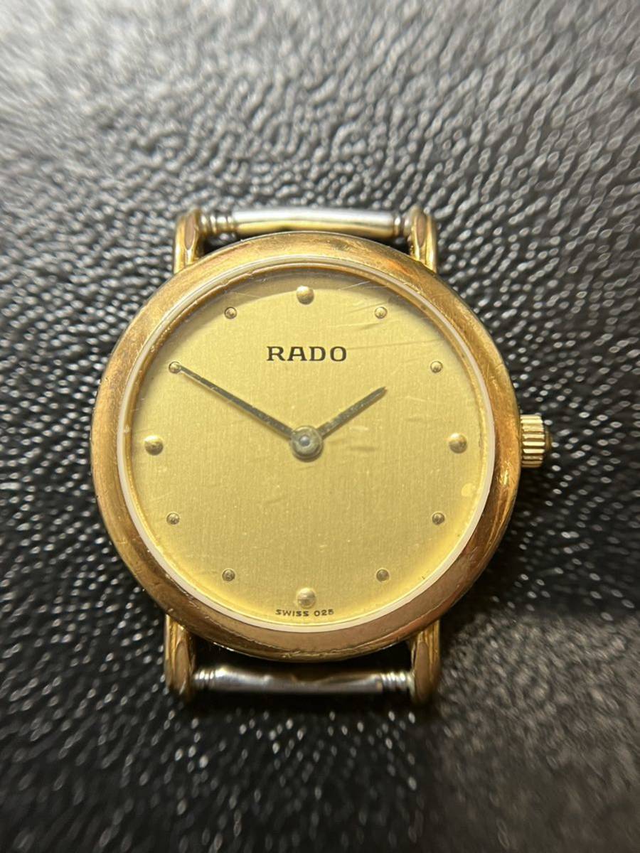 ◆【RADO】ラドー腕時計 レディース 本体 ゴールド文字盤 QZ クォーツ 204.3591.2 稼働品 ケースのみ ◆_画像1