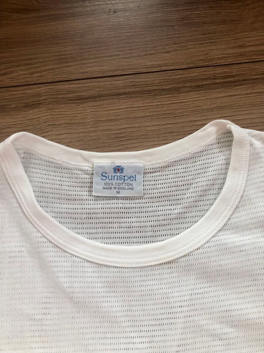 SUNSPEL サンスペル　メッシュTシャツ　ホワイト　Mサイズ　英国製　コットン100%