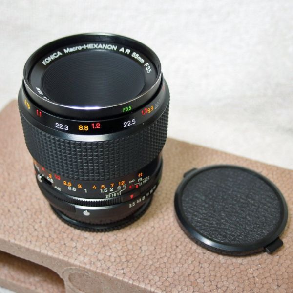 コニカ Konica Macro-Hexanon AR 55mm F3.5 マクロレンズ + マクロレンズアダプター AR ケース付（中古動作品）_画像6