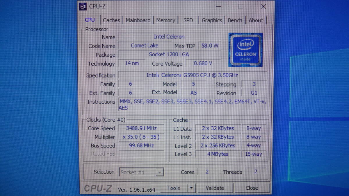 Celeron G5905 インテルCPU LGA1200ソケット 中古動作品 その5の画像5