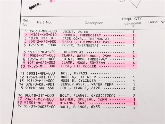 激安！CBR1000RR純正サーモスタット周辺部品Set/新品未使用品！SC59/2008～/HRC/NLR/MFL_画像3