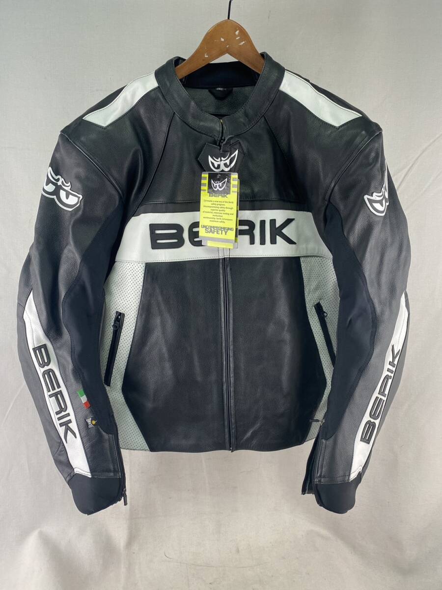 BERIK ベリック レザージャケット BLACK/WHITE 58サイズ 新品未使用 訳あり バイク ジャケット ライダース 牛革_画像1