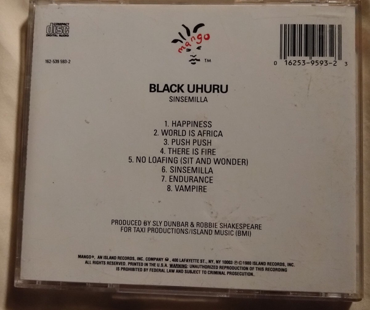 送料無料！輸入中古CD BLACK UHURU / SINSEMILLA 検:_画像2