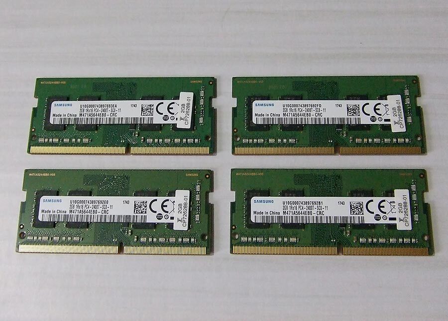 SAMSUNG M471A5644EB0 PC4-2400T PC4-19200 2GB DDR4 SO-DIMM メモリー 4枚セットの画像1